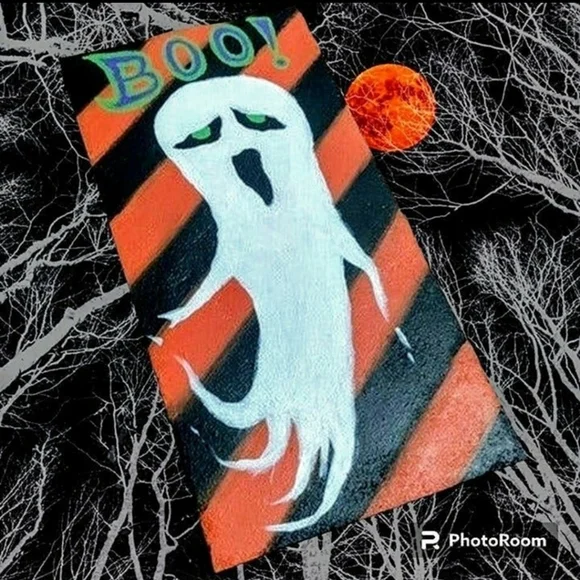 👻🪦NEW Halloween Striped Autumn Ghost Spooky Cute Wall Decor - Picture 9 of 10